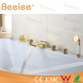 5pieces Wave Shape Golden Roman Tub Faucet with Handshower